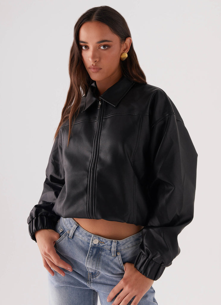 Houghton Oversized Bomber Jacket Black - Main Image