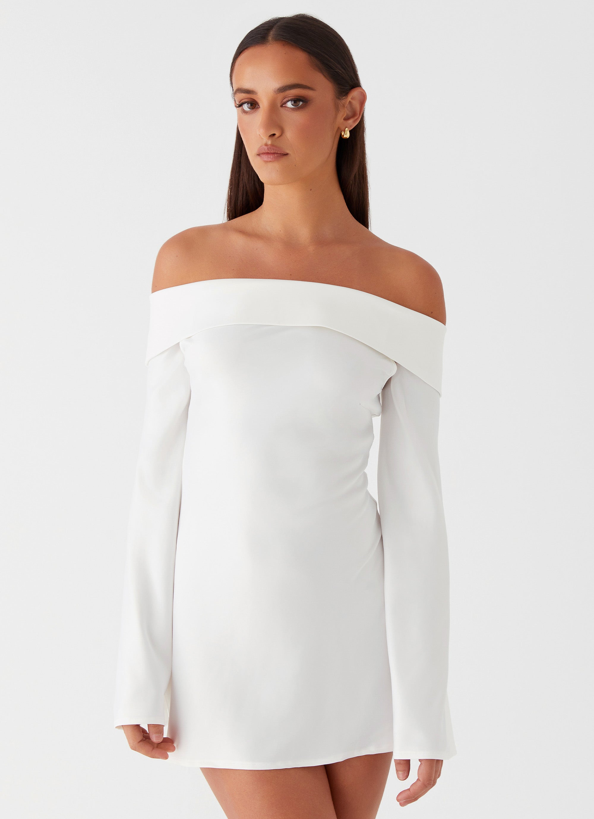 Lumina Long Sleeve Mini Dress - White Peppermayo US Lumina Long Sleeve Mini Dress - White Peppermayo US