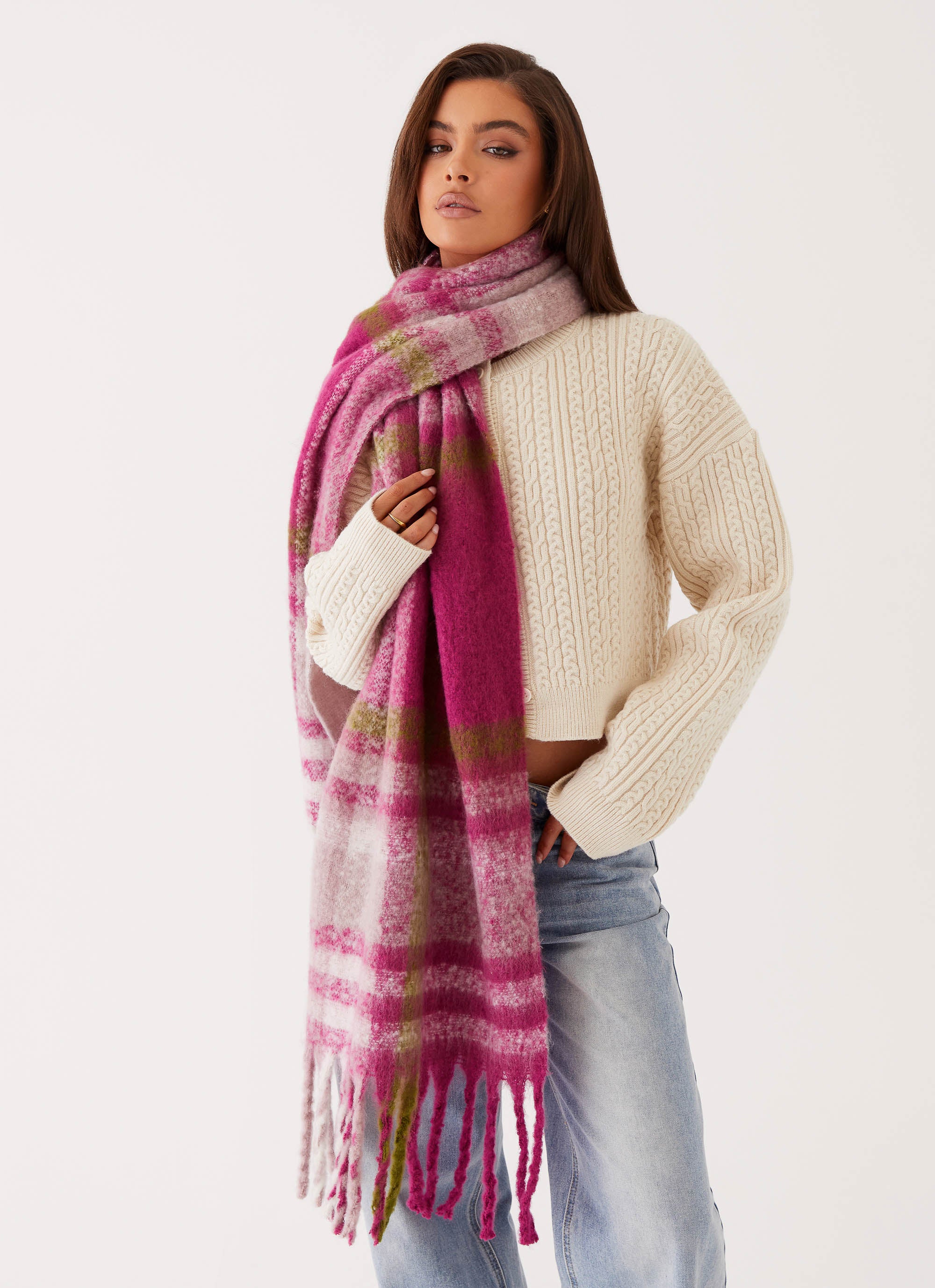 Rainier Plaid Scarf - Pink – Peppermayo US