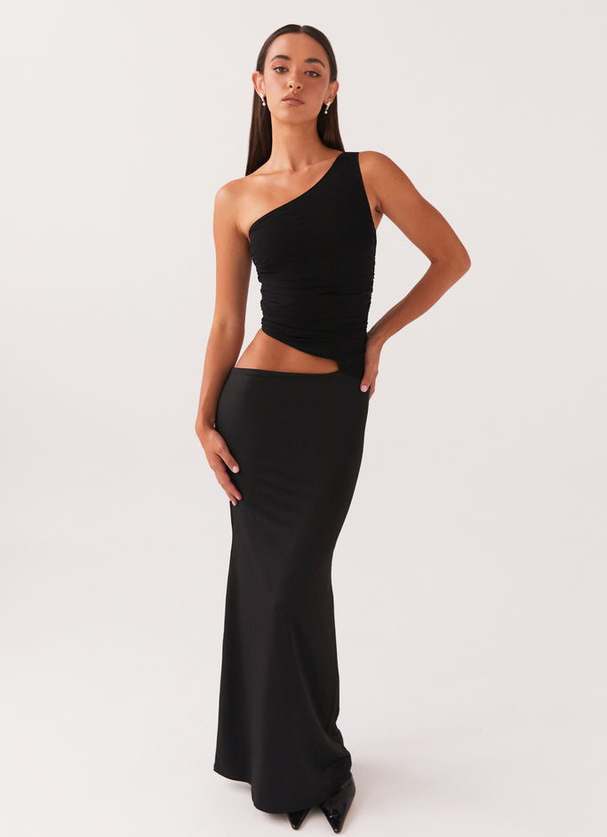 Seranella One Shoulder Maxi Dress - Black