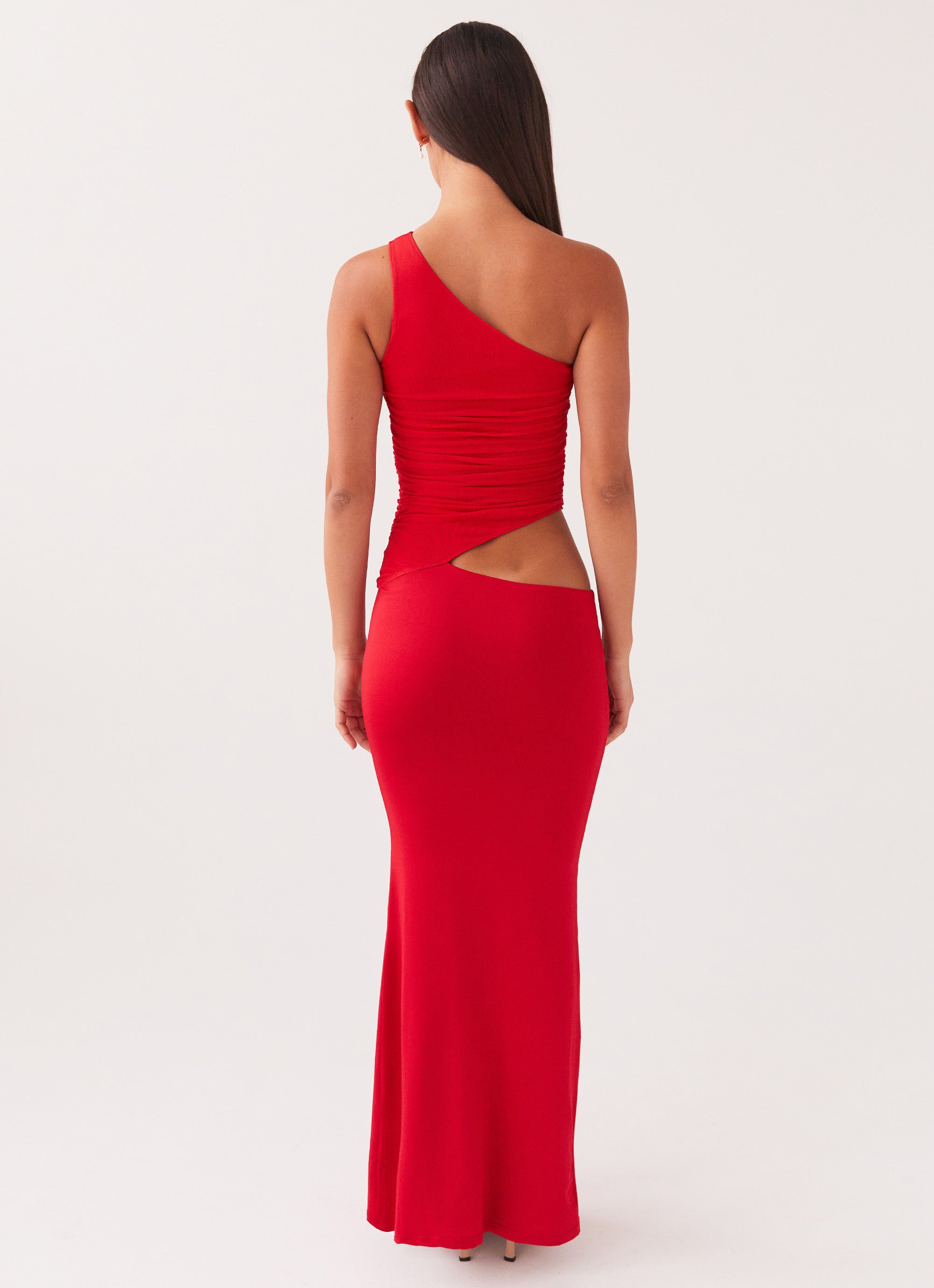 Seranella One Shoulder Maxi Dress - Cherry Red – Peppermayo US