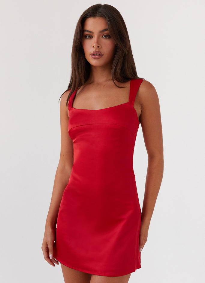 Odette Satin Mini Dress - Red