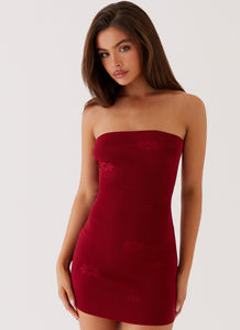 Ashton Strapless Knit Mini Dress - Red