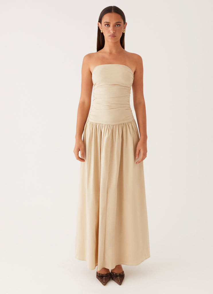 Womens Carmel Maxi Dress in the colour Ivory in front of a light grey background