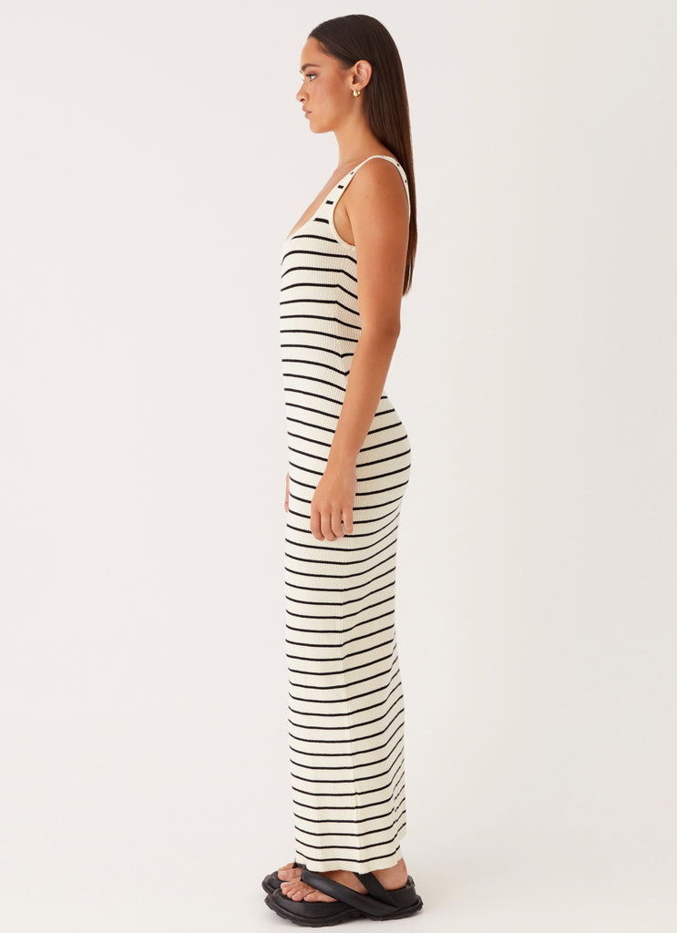 Lianna Stripe Maxi Dress - Ivory Black Stripe Peppermayo US Lianna Stripe Maxi Dress - Ivory Black Stripe Peppermayo US