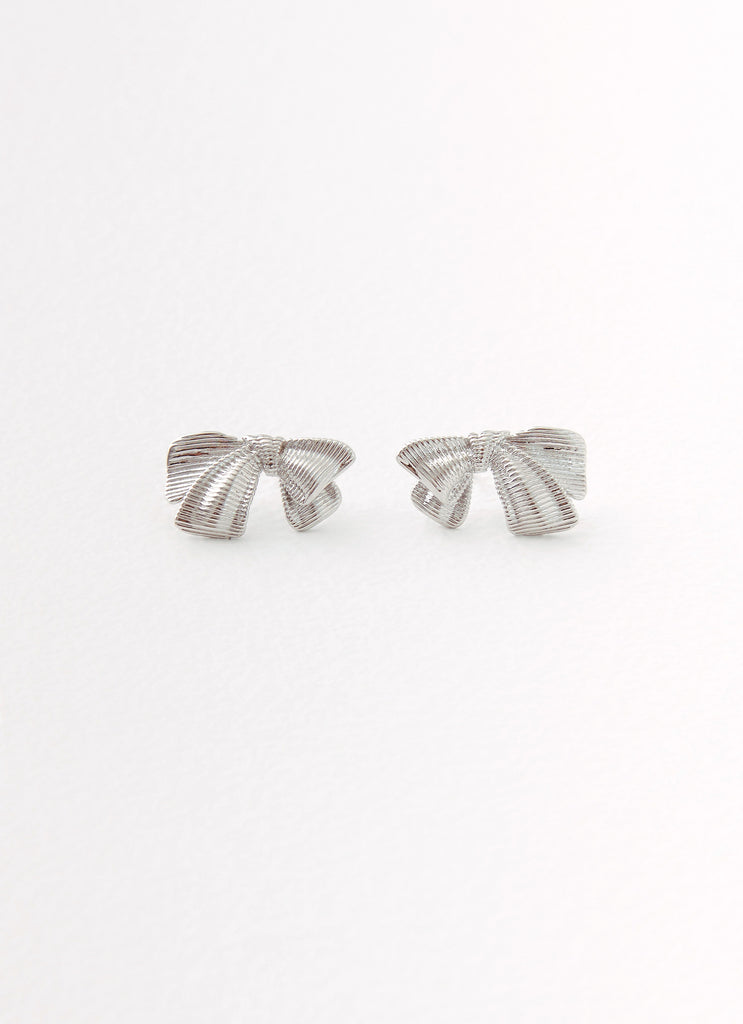 Kiyah Bow Earrings - Silver