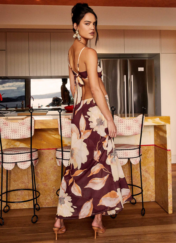 Primrose Daydream Maxi Dress - Brown Floral Peppermayo US Primrose Daydream Maxi Dress - Brown Floral Peppermayo US