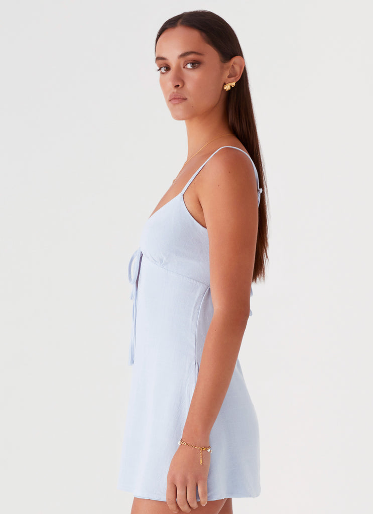 Flora Linen Mini Dress - Baby Blue Peppermayo US Flora Linen Mini Dress - Baby Blue Peppermayo US