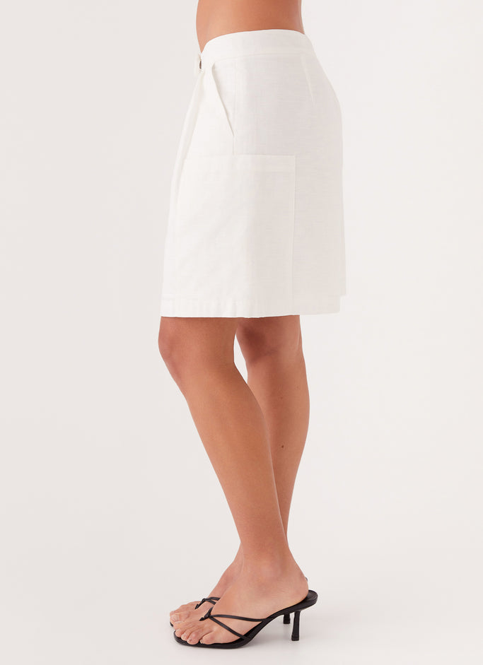 Tiona Linen Shorts - White