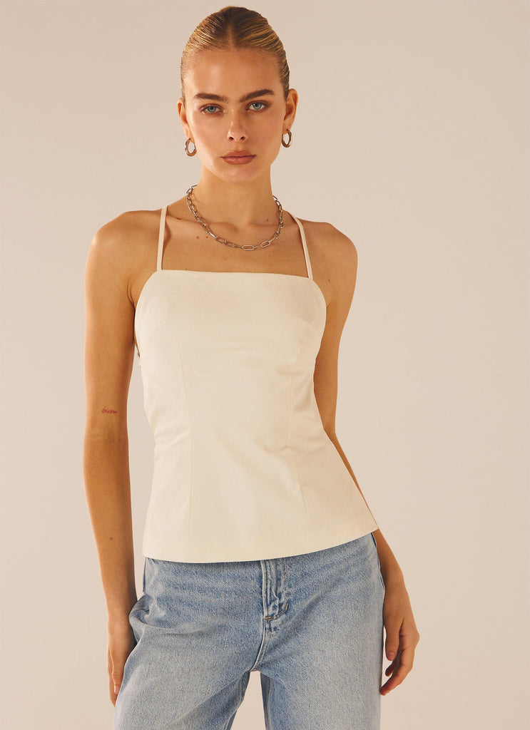 Out Of Control Apron Top - White - Peppermayo US