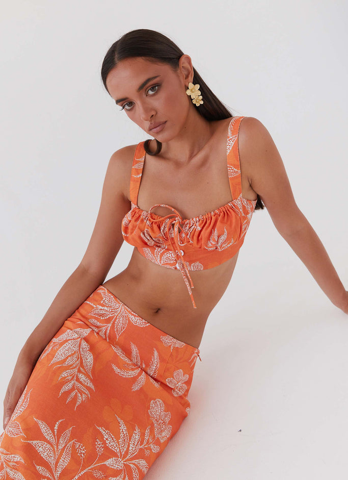 Love From Cabo Linen Top - Tropic Sunset