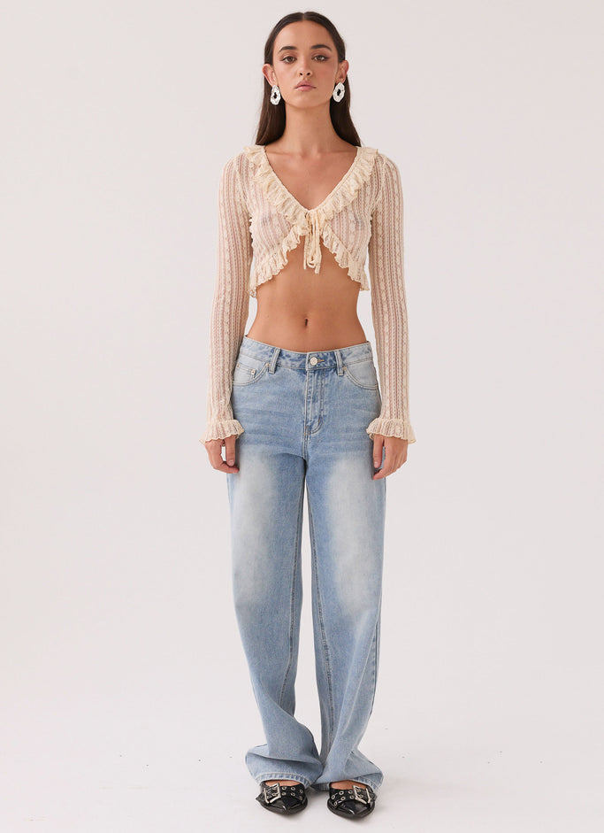 Lacey Knit Shrug Top - Ivory