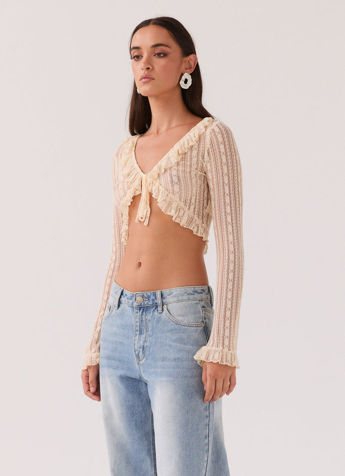 Lacey Knit Shrug Top - Ivory