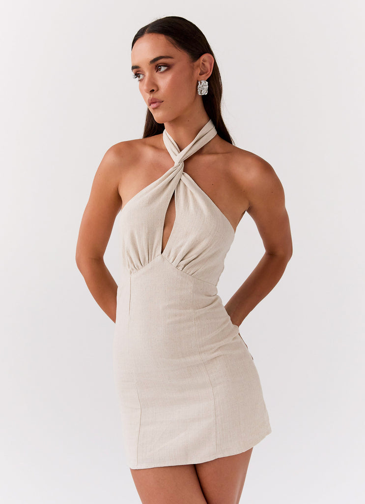 Sabine Linen Mini Dress - Oatmeal Peppermayo US Sabine Linen Mini Dress - Oatmeal Peppermayo US