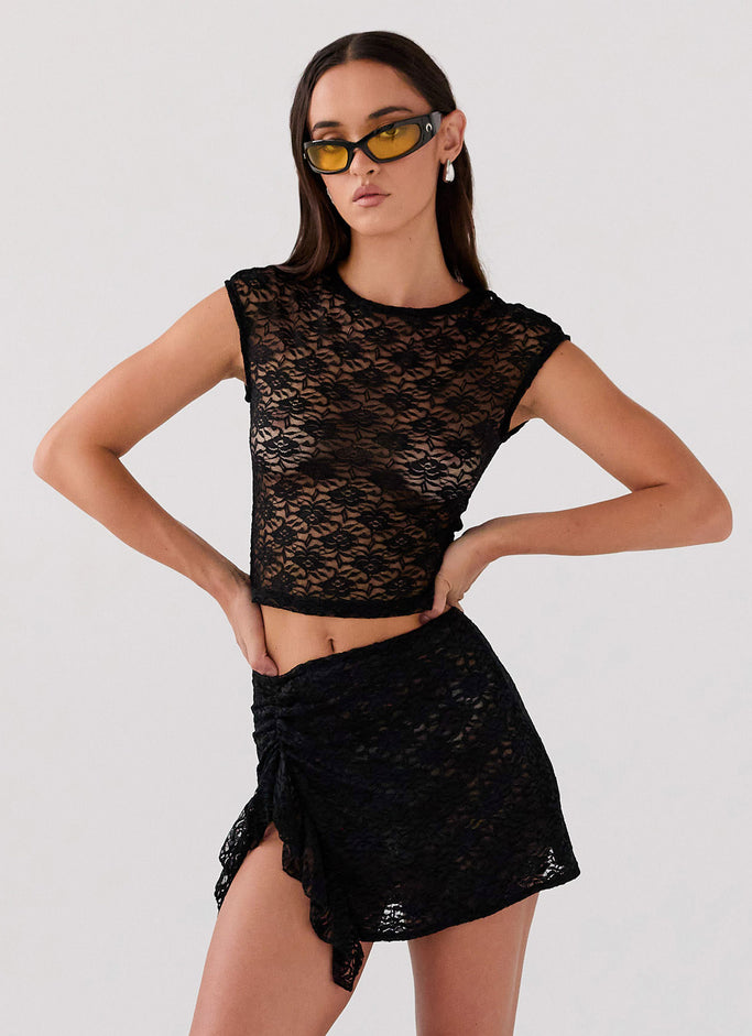 Tiffany Lace Mini Skirt - Black