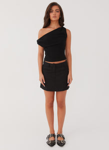 Marissa Linen Mini Skirt - Black