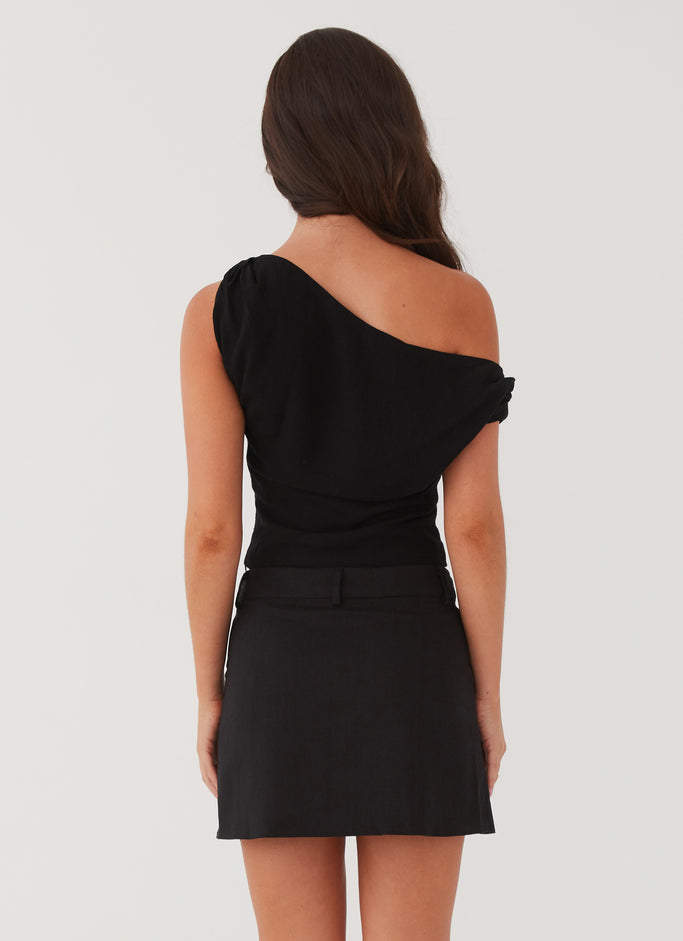 Marissa Linen Mini Skirt - Black