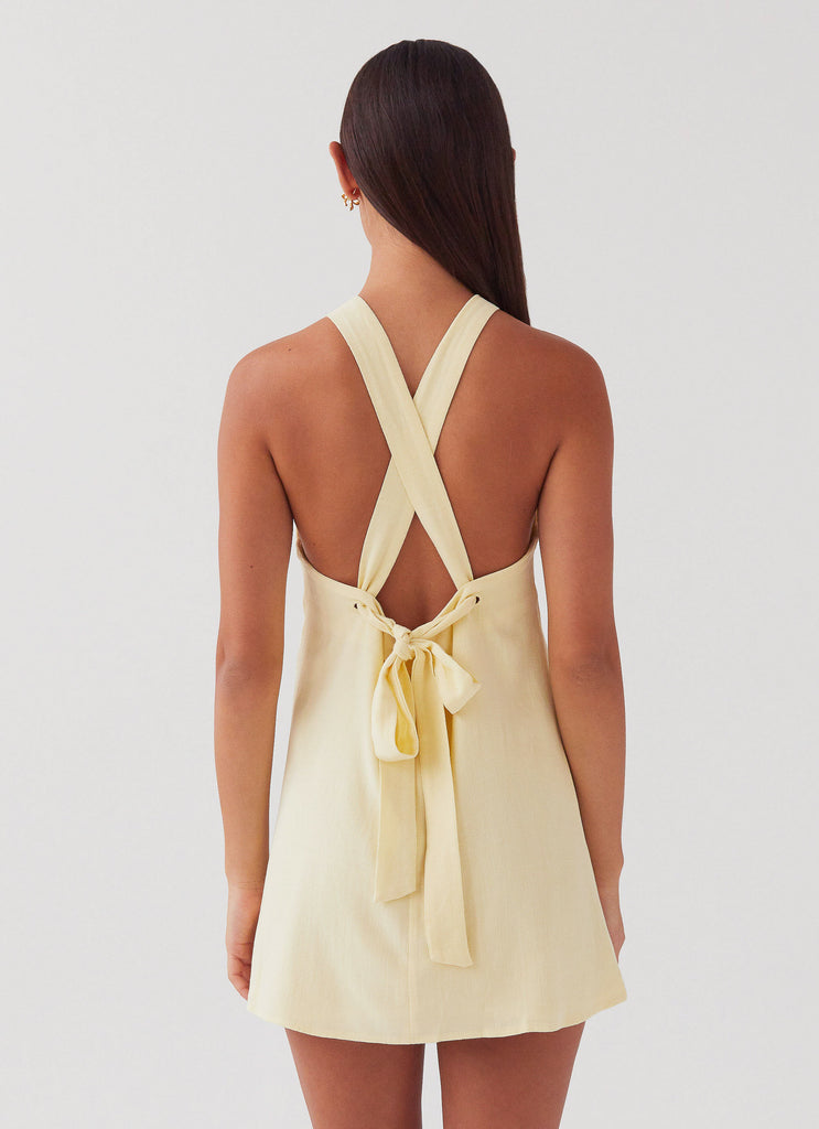 Keira Linen Mini Dress - Lemon