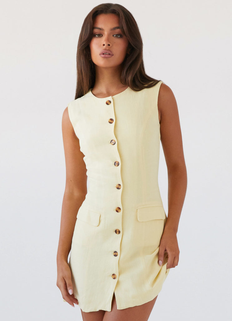 Castello Fiore Linen Mini Dress - Lemon Lemon / US 16 Castello Fiore Linen Mini Dress - Lemon Lemon / US 16