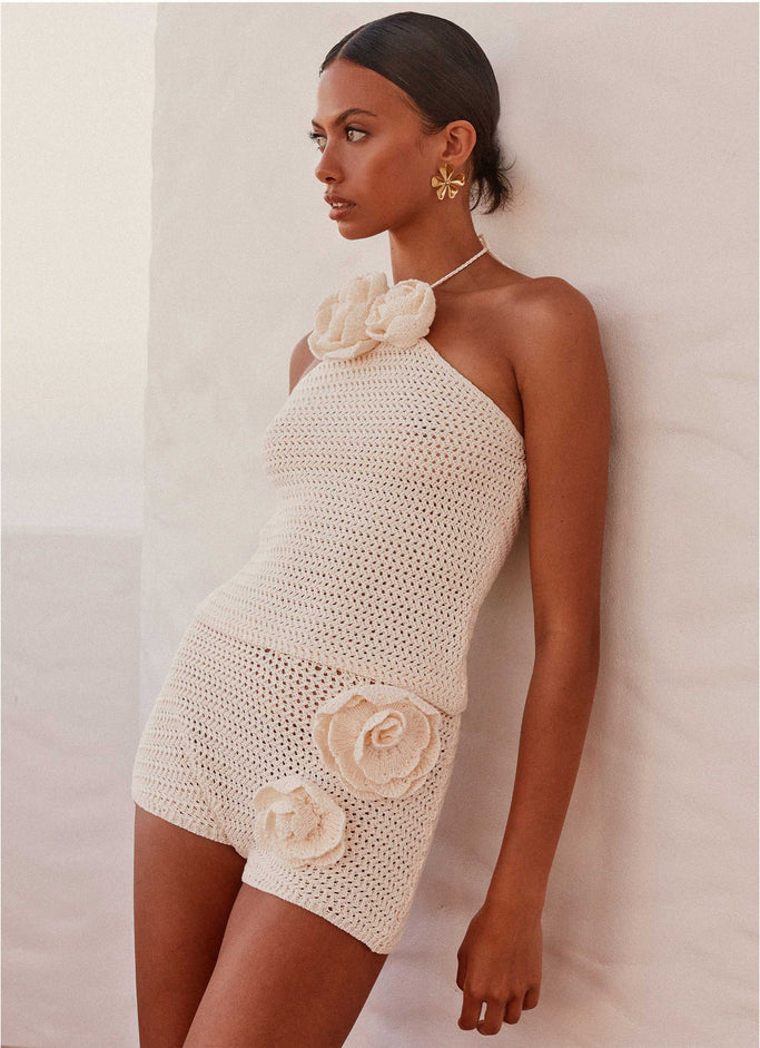 Maia Rose Crochet Mini Shorts - Ivory