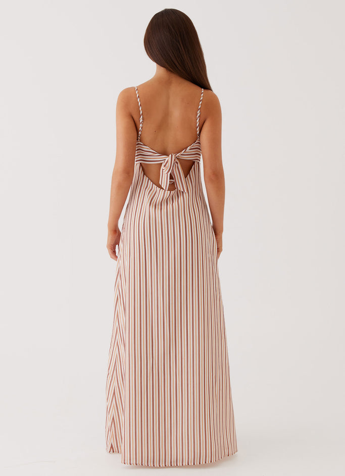 Flora Linen Maxi Dress - Passionfruit Stripe