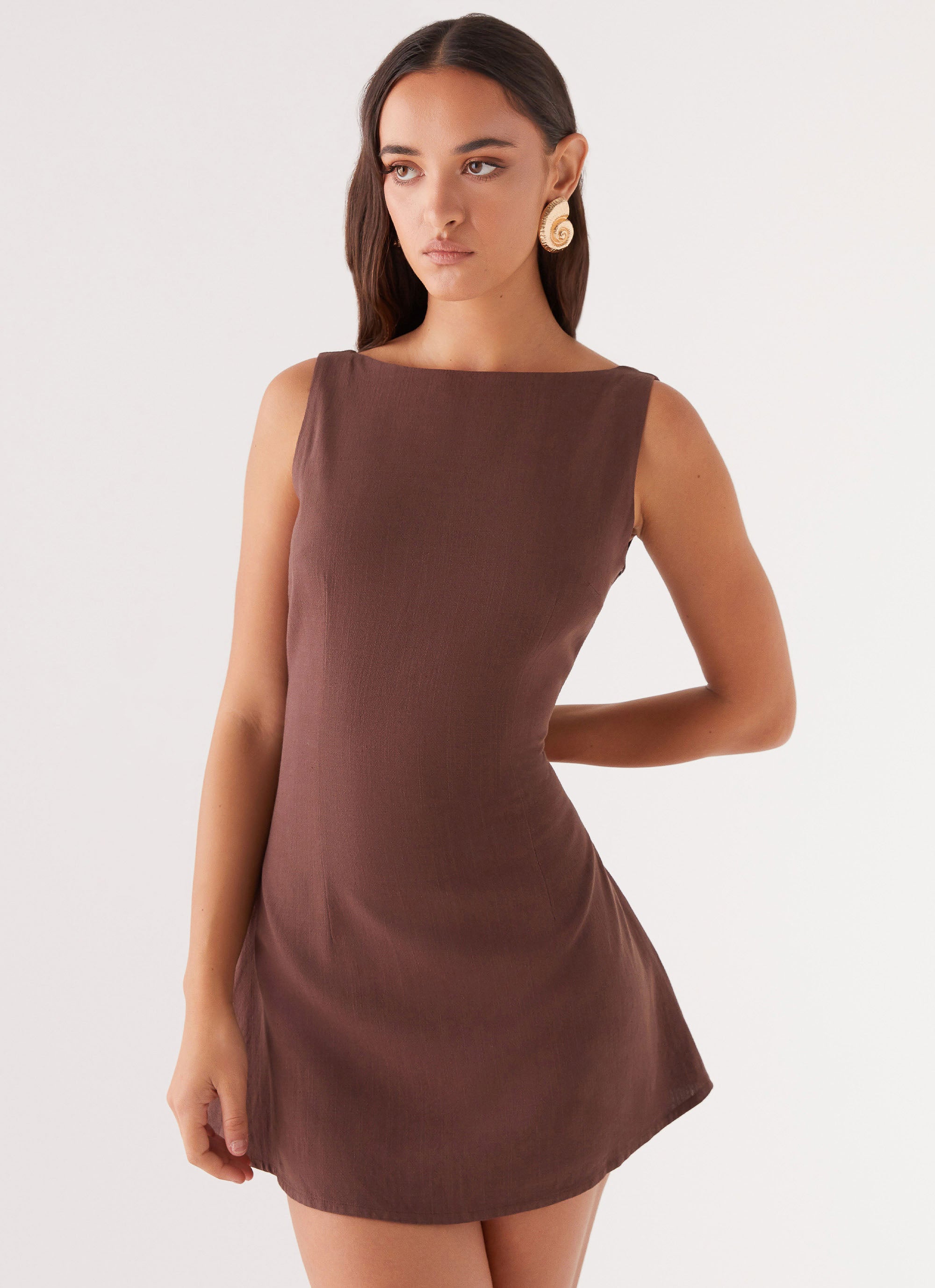 Drunk In Love Linen Mini Dress - Chocolate Peppermayo US Drunk In Love Linen Mini Dress - Chocolate Peppermayo US