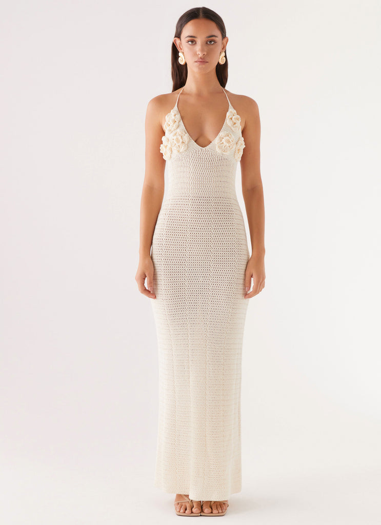 Zara Rose Crochet Maxi Dress - Ivory