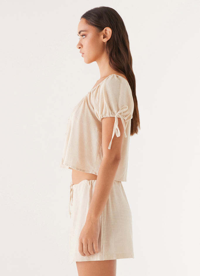 Amber Fields Linen Mini Skirt - Natural