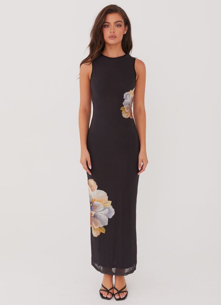 Side Effects Mesh Maxi Dress - Black Orchid Peppermayo US Side Effects Mesh Maxi Dress - Black Orchid Peppermayo US
