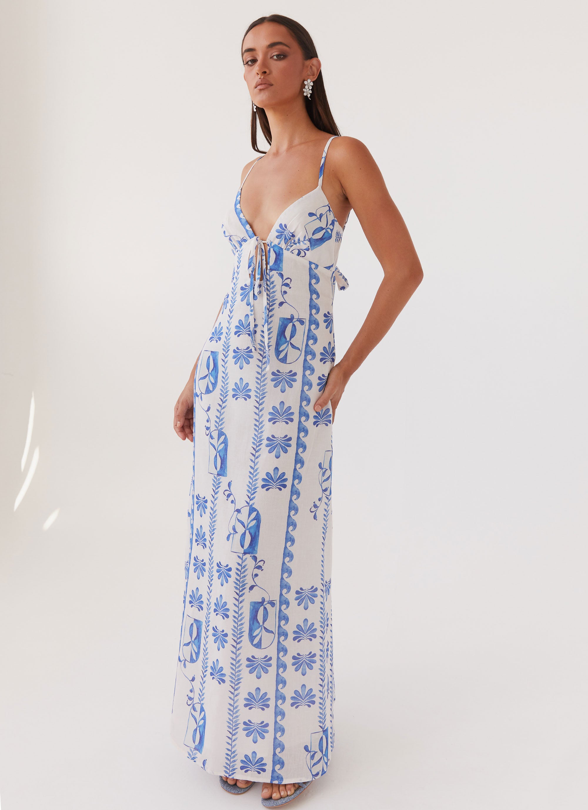 Flora Linen Maxi Dress - Floral Wave Flora Linen Maxi Dress - Floral Wave
