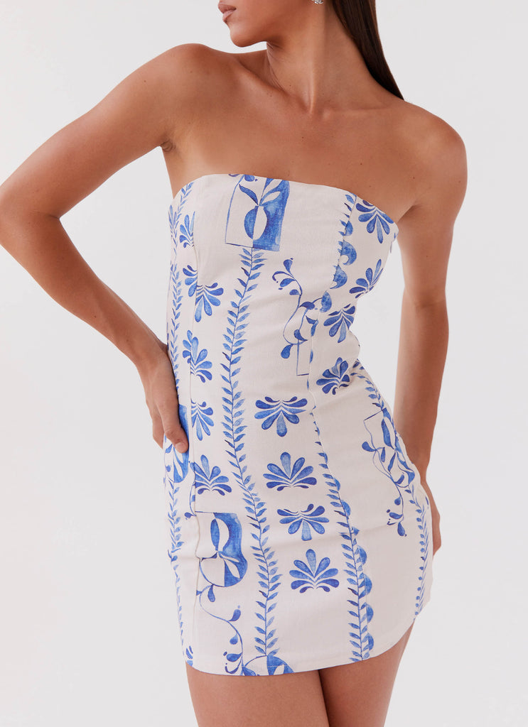 Freya Linen Tube Dress - Floral Wave Peppermayo US Freya Linen Tube Dress - Floral Wave Peppermayo US
