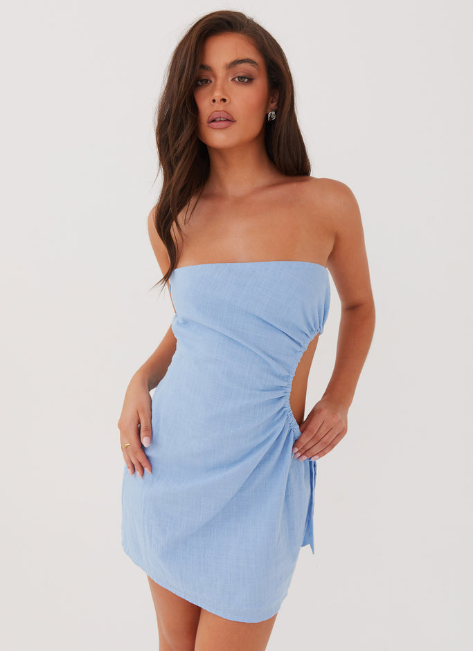 Rosella Linen Mini Dress - Blue