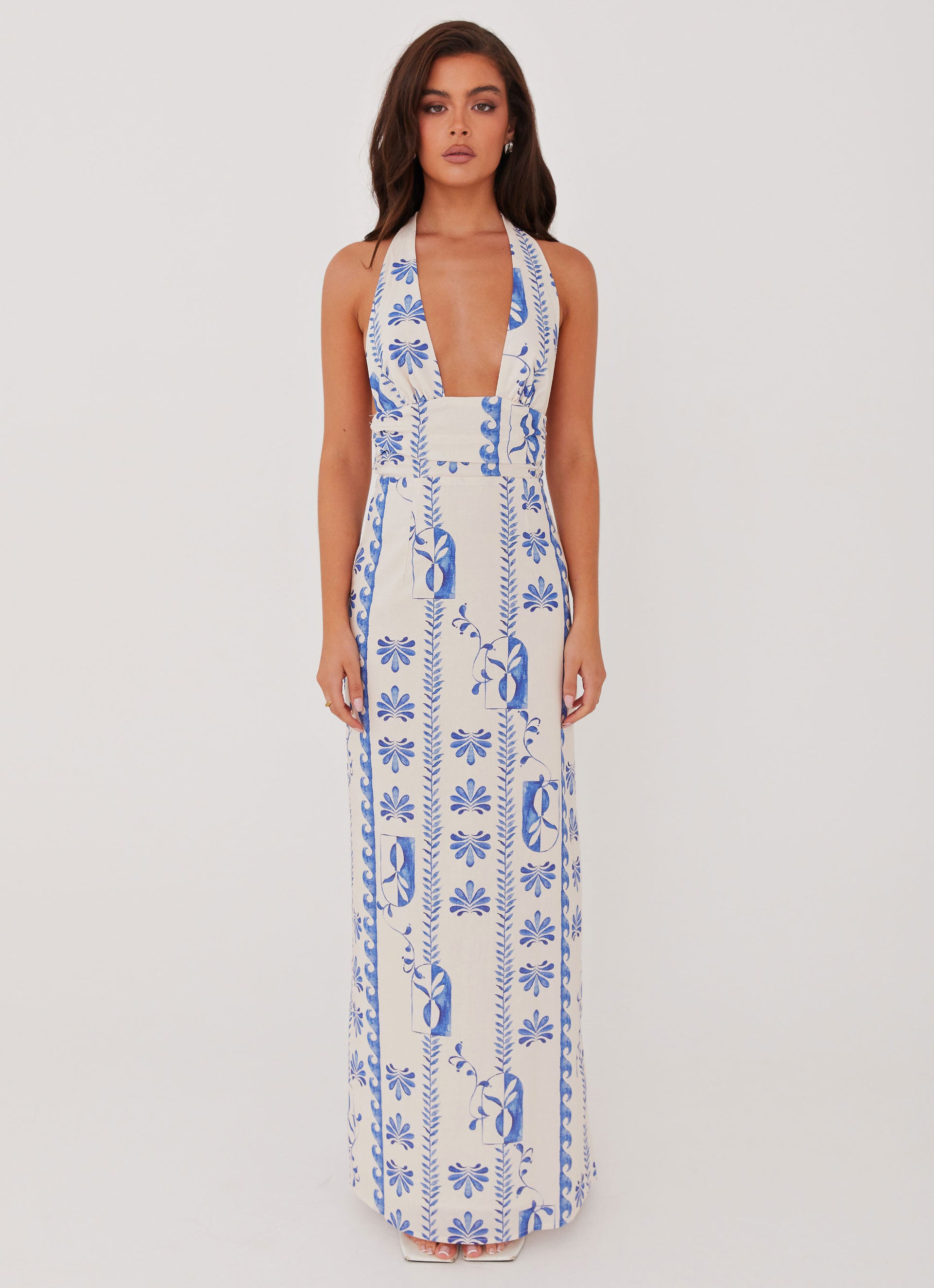 flora linen maxi dress floral wave Sky - dep_mens Size:16 32/33 Lot of yard for Sparkly Royal Blue Sequins