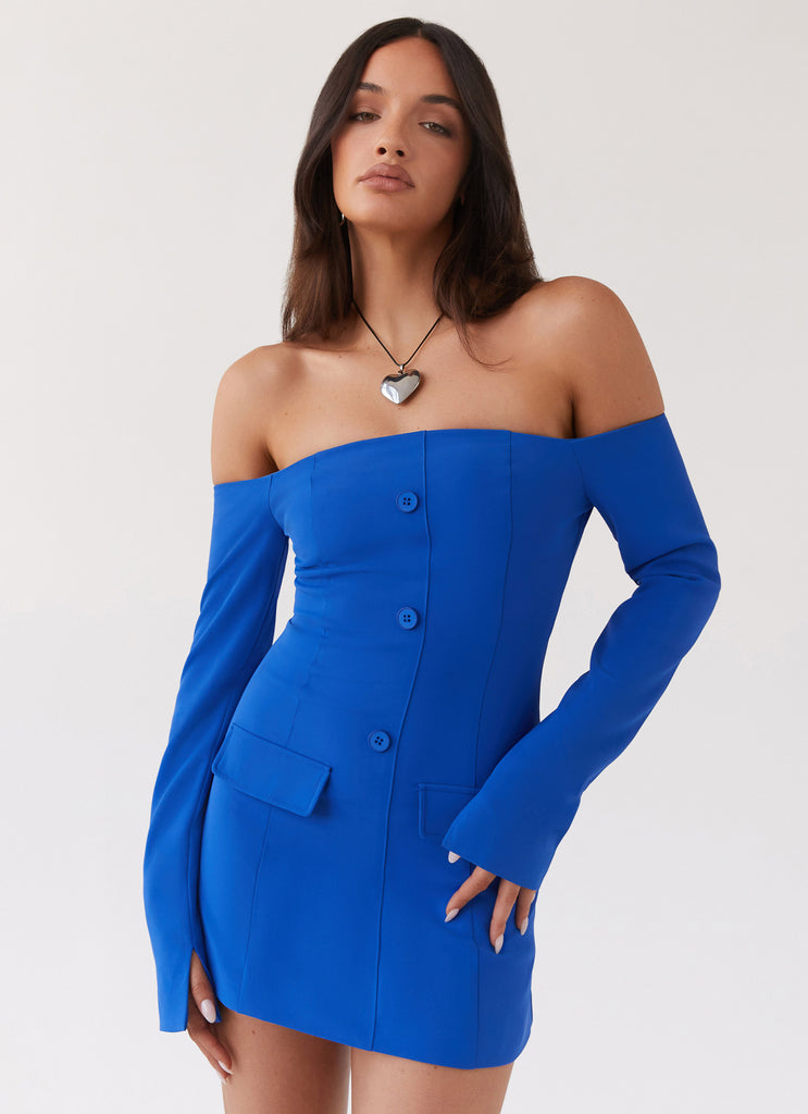 Dominique Blazer Mini Dress Cobalt - Main Image