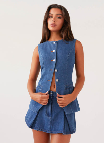 Born For Bordeaux Denim Vest - Indigo – Peppermayo US