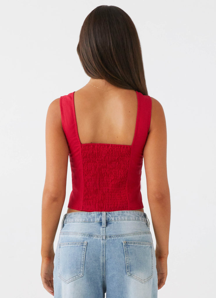 A Poet's Notes Linen Top - Red