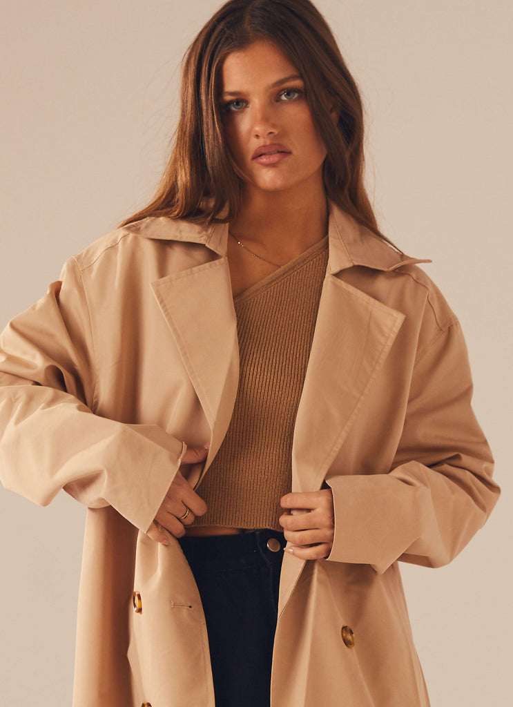 Hide and Chic Longline Trench Coat - Tan - Peppermayo US