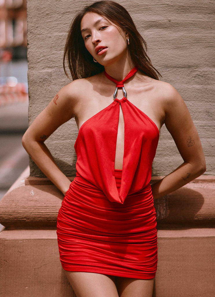 Samara Halterneck Mini Dress - Red Peppermayo US Samara Halterneck Mini Dress - Red Peppermayo US