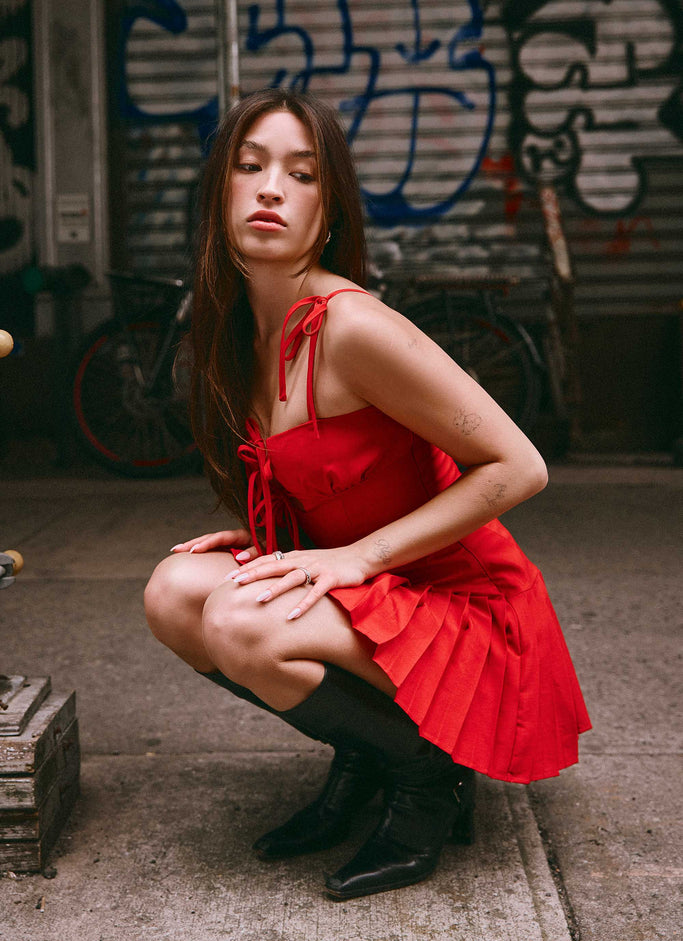 Love Seeker Corset Mini Dress - Red