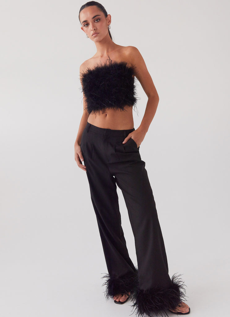 The Night Is Ours Feather Crop Top - Black – Peppermayo US