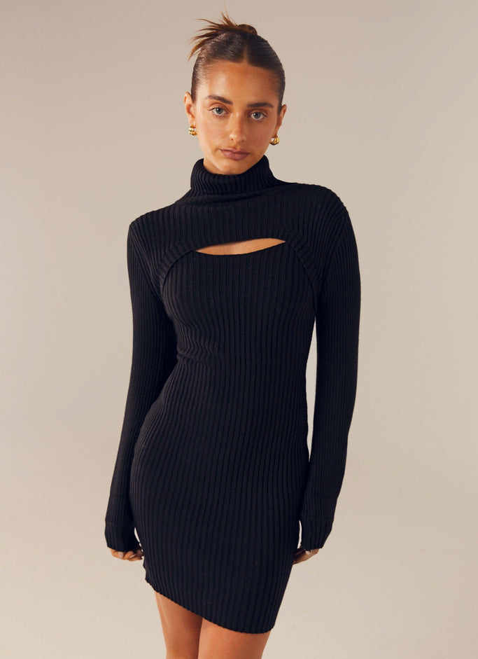 Hold On Knit Mini Dress - Black