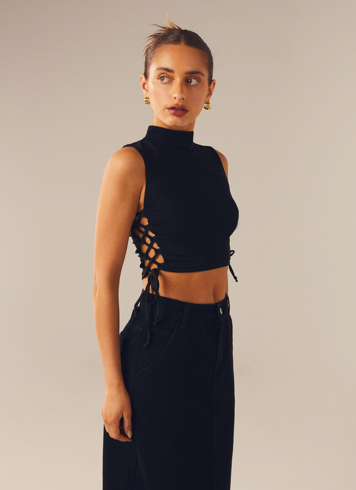 Levitate Crop Top - Black Moonlight - Peppermayo US