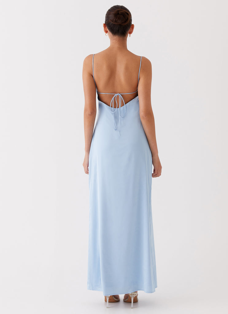 Dream Sight Lace Satin Maxi Dress - Ice Blue Peppermayo US Dream Sight Lace Satin Maxi Dress - Ice Blue Peppermayo US