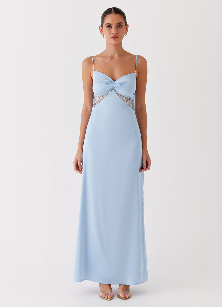 Dream Sight Lace Satin Maxi Dress - Ice Blue Peppermayo US Dream Sight Lace Satin Maxi Dress - Ice Blue Peppermayo US