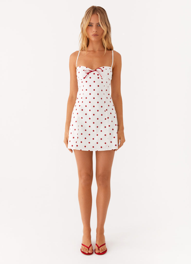 Perla Mini Dress - White Polkadot