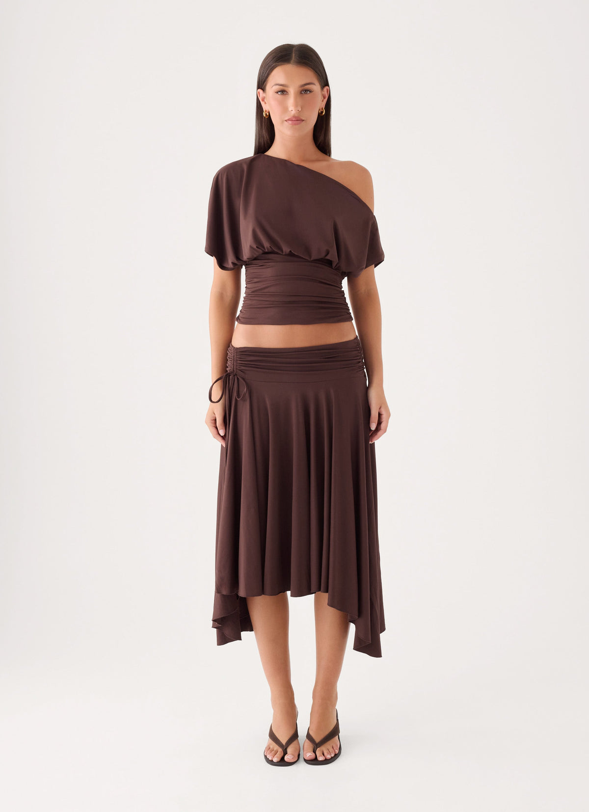 Perrie Asymmetrical Top - Chocolate