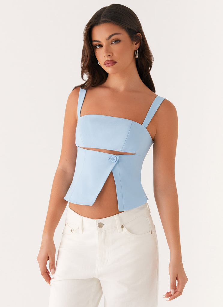 Pia Cut Out Top - Pastel Blue