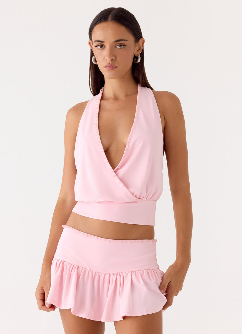 Pinki Beaded Halter Top - Pink