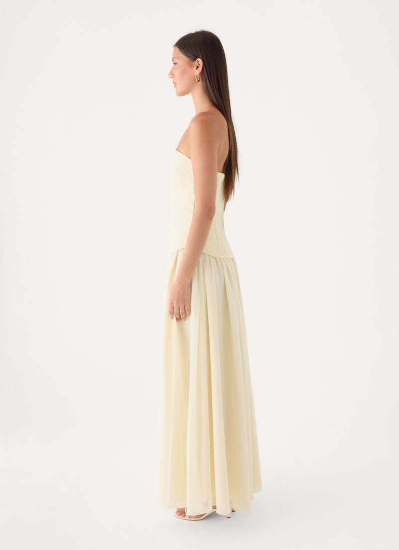 Pinky Up Maxi Dress - Butter Yellow