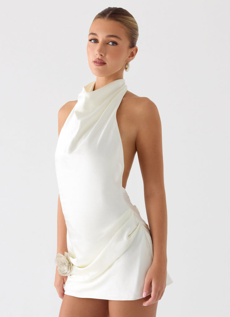 Play It Out Cowl Mini Dress - Ivory Ivory / US 10 Play It Out Cowl Mini Dress - Ivory Ivory / US 10